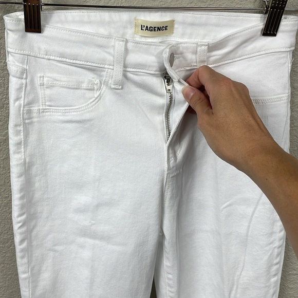 New L’Agence Selma High Rise Bootcut Jeans Blanc White Stretch Sz 25 - Picture 6 of 14